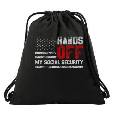 Retro Flag Hands Off My Social Security Protest Vintage Drawstring Bag