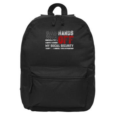 Retro Flag Hands Off My Social Security Protest Vintage 16 in Basic Backpack