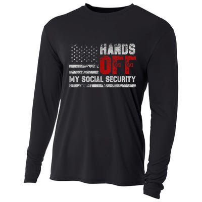 Retro Flag Hands Off My Social Security Protest Vintage Cooling Performance Long Sleeve Crew