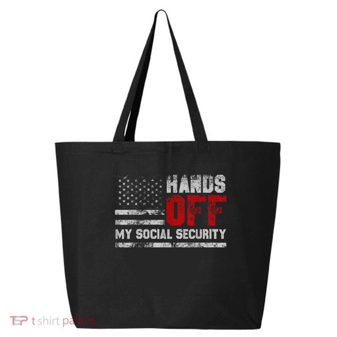 Retro Flag Hands Off My Social Security Protest Vintage 25L Jumbo Tote