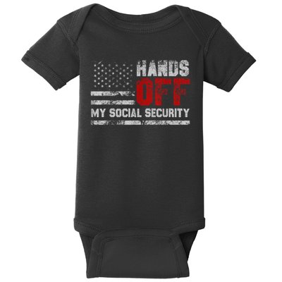Retro Flag Hands Off My Social Security Protest Vintage Baby Bodysuit