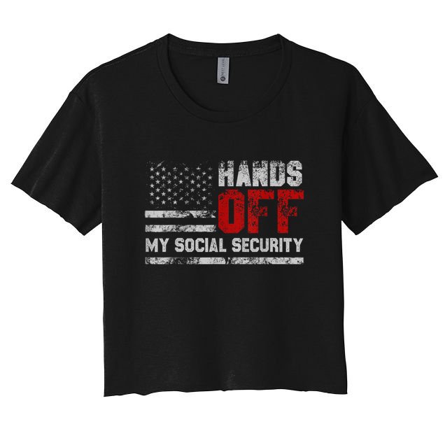 Retro Flag Hands Off My Social Security Protest Vintage Crop Top
