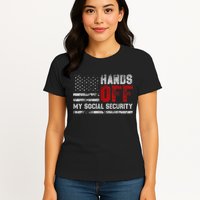 Retro Flag Hands Off My Social Security Protest Vintage Womens T-Shirt