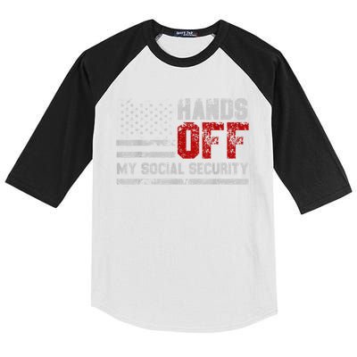 Retro Flag Hands Off My Social Security Protest Vintage Kids Colorblock Raglan Jersey
