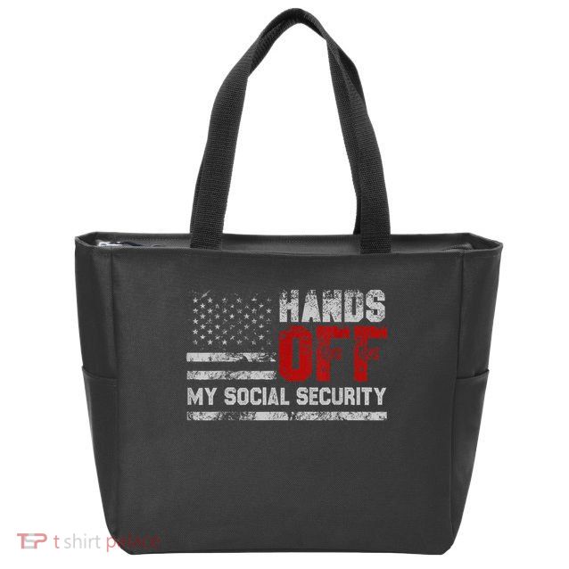 Retro Flag Hands Off My Social Security Protest Vintage Zip Tote Bag