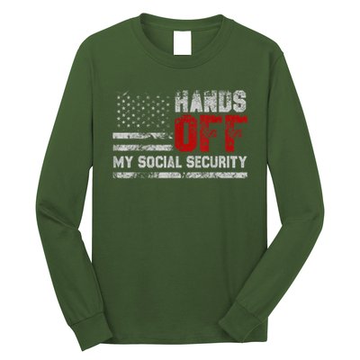 Retro Flag Hands Off My Social Security Protest Vintage Long Sleeve Shirt