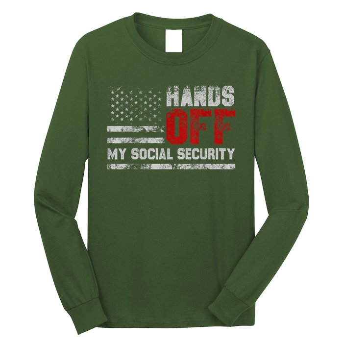 Retro Flag Hands Off My Social Security Protest Vintage Long Sleeve Shirt