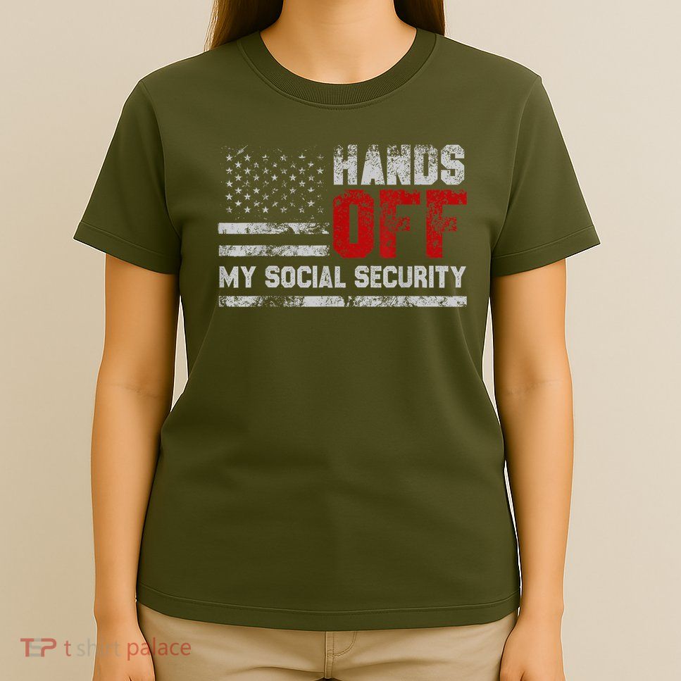 Retro Flag Hands Off My Social Security Protest Vintage T-Shirt