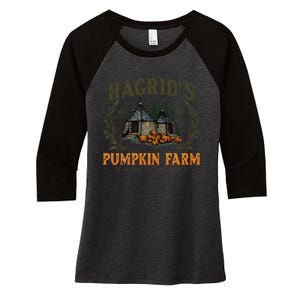 Retro Fall HagridS Pumpkin Farm Patch Autumn Pumpkin Garden Gift Women's Tri-Blend 3/4-Sleeve Raglan Shirt