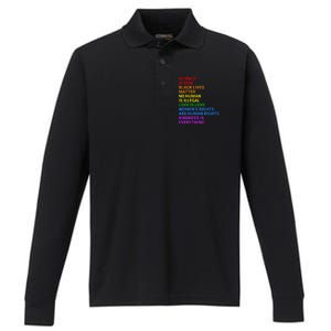 Rainbow Flag Human Rights Wo & Gay Rights LGBTQ+ Pride Performance Long Sleeve Polo