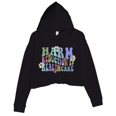 Retro Flower Harm Reduction Healthcare Overdose Awareness Crop Fleece Hoodie