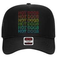 Retro Funny Hot Dog Vintage Food Theme Party High Crown Mesh Back Trucker Hat