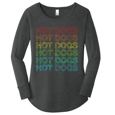 Retro Funny Hot Dog Vintage Food Theme Party Women's Perfect Tri Tunic Long Sleeve Shirt