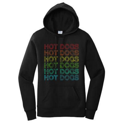 Retro Funny Hot Dog Vintage Food Theme Party Women's Pullover Hoodie