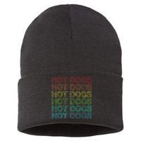 Retro Funny Hot Dog Vintage Food Theme Party Sustainable Knit Beanie