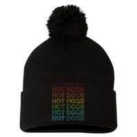 Retro Funny Hot Dog Vintage Food Theme Party Pom Pom 12in Knit Beanie