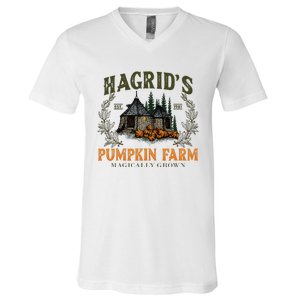 Retro Fall HagridS Pumpkin Farm Patch Autumn Pumpkin Garden V-Neck T-Shirt