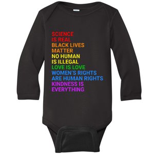 Rainbow Flag Human Rights Wo & Gay Rights LGBTQ+ Pride Baby Long Sleeve Bodysuit