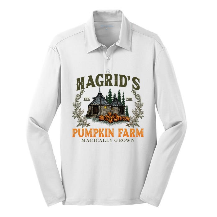 Retro Fall HagridS Pumpkin Farm Patch Autumn Pumpkin Garden Silk Touch Performance Long Sleeve Polo