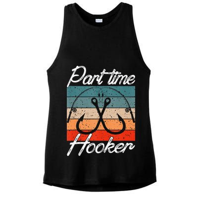 Retro Fishing Hooks Part Time Hooker Ladies PosiCharge Tri-Blend Wicking Tank
