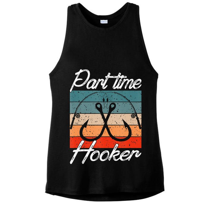 Retro Fishing Hooks Part Time Hooker Ladies PosiCharge Tri-Blend Wicking Tank