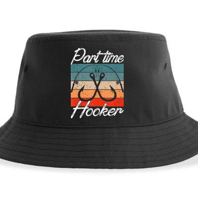 Retro Fishing Hooks Part Time Hooker Sustainable Bucket Hat