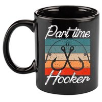 Retro Fishing Hooks Part Time Hooker 11oz C Handle Ceramic Mug