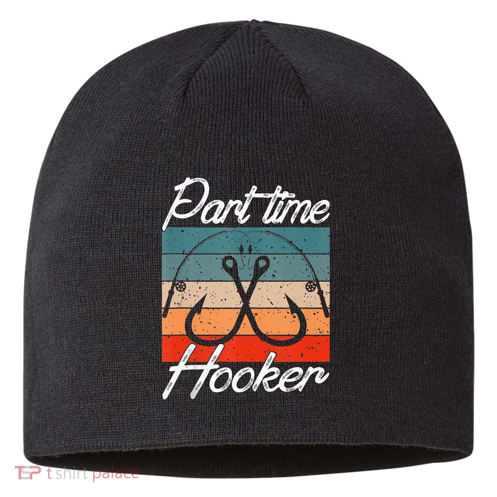 Retro Fishing Hooks Part Time Hooker Sustainable Beanie