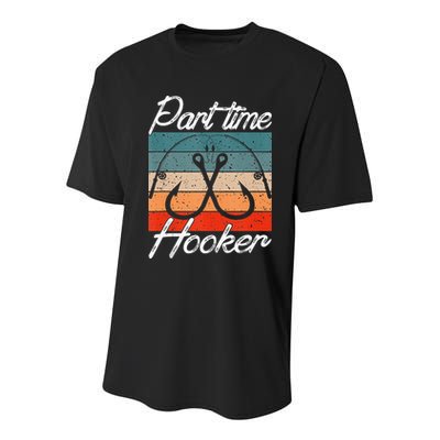 Retro Fishing Hooks Part Time Hooker Youth Performance Sprint T-Shirt