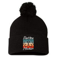 Retro Fishing Hooks Part Time Hooker Pom Pom 12in Knit Beanie