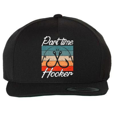Retro Fishing Hooks Part Time Hooker Wool Snapback Cap