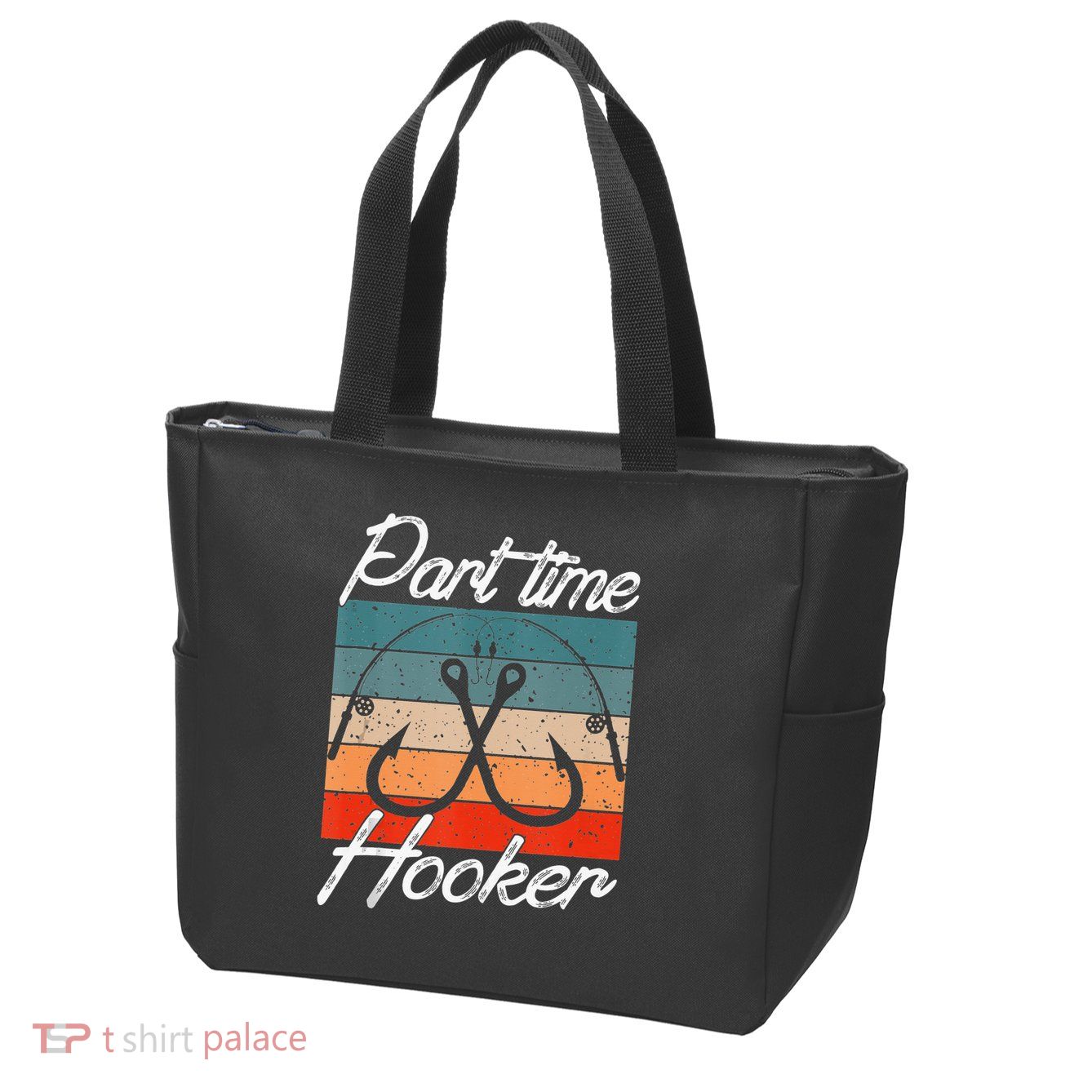 Retro Fishing Hooks Part Time Hooker Zip Tote Bag