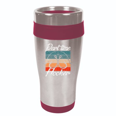 Retro Fishing Hooks Part Time Hooker 16oz Travel Tumbler