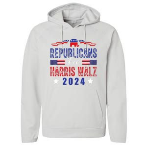 Republicans For Harris Walz Kamala Harris For President 2024 Performance Fleece Hoodie