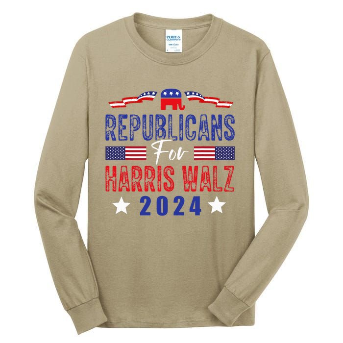 Republicans For Harris Walz Kamala Harris For President 2024 Tall Long Sleeve T-Shirt