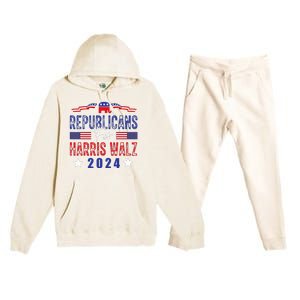 Republicans For Harris Walz Kamala Harris For President 2024 Premium Hooded Sweatsuit Set