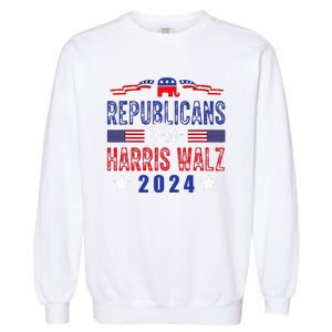 Republicans For Harris Walz Kamala Harris For President 2024 Garment-Dyed Sweatshirt