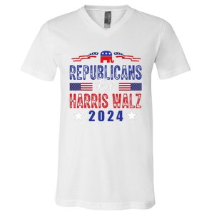 Republicans For Harris Walz Kamala Harris For President 2024 V-Neck T-Shirt