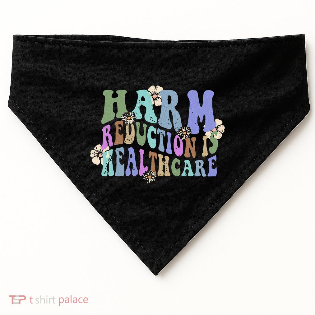 Retro Flower Harm Reduction Healthcare Overdose Awareness Gift USA-Made Doggie Bandana