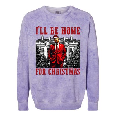 Retro Funny Humorous Trump ILl Be Home For Christmas 2024 Colorblast Crewneck Sweatshirt