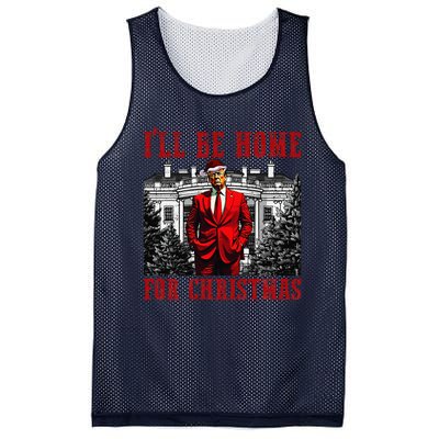 Retro Funny Humorous Trump ILl Be Home For Christmas 2024 Mesh Reversible Basketball Jersey Tank