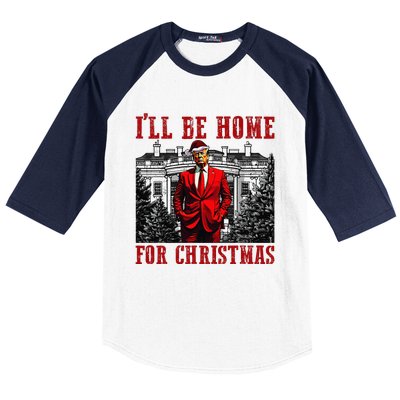 Retro Funny Humorous Trump ILl Be Home For Christmas 2024 Baseball Sleeve Shirt