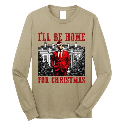 Retro Funny Humorous Trump ILl Be Home For Christmas 2024 Long Sleeve Shirt