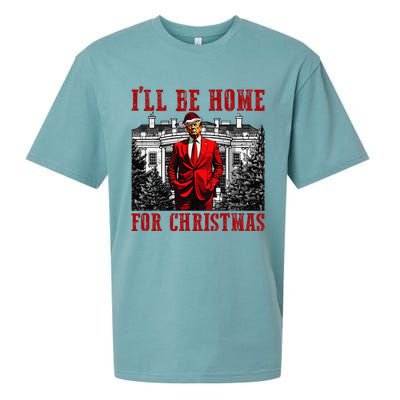 Retro Funny Humorous Trump ILl Be Home For Christmas 2024 Sueded Cloud Jersey T-Shirt