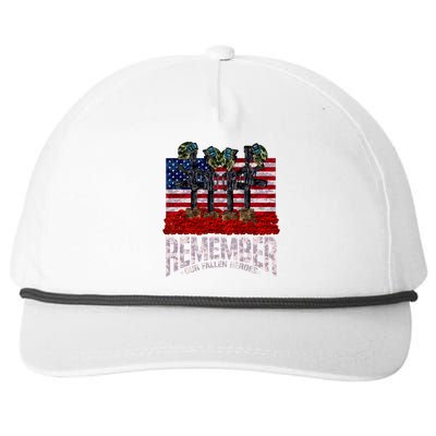 Remember Fallen Heroes Poppy Memorial Day Veteran Soldier Snapback Five-Panel Rope Hat