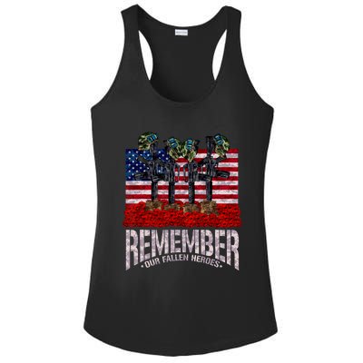 Remember Fallen Heroes Poppy Memorial Day Veteran Soldier Ladies PosiCharge Competitor Racerback Tank