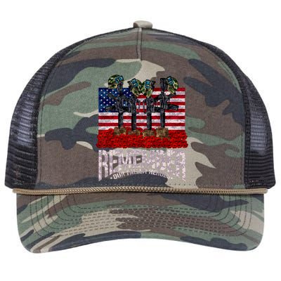 Remember Fallen Heroes Poppy Memorial Day Veteran Soldier Retro Rope Trucker Hat Cap