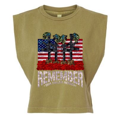 Remember Fallen Heroes Poppy Memorial Day Veteran Soldier Garment-Dyed Women's Muscle Tee