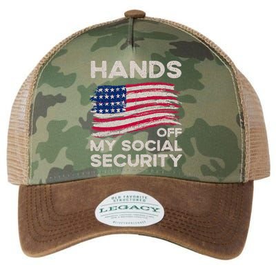 Retro Flag Hands Off My Social Security Protest Vintage Legacy Tie Dye Trucker Hat