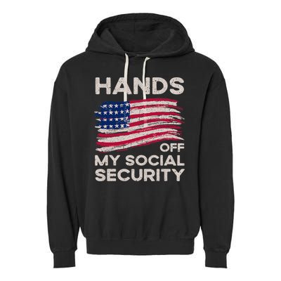 Retro Flag Hands Off My Social Security Protest Vintage Garment-Dyed Fleece Hoodie